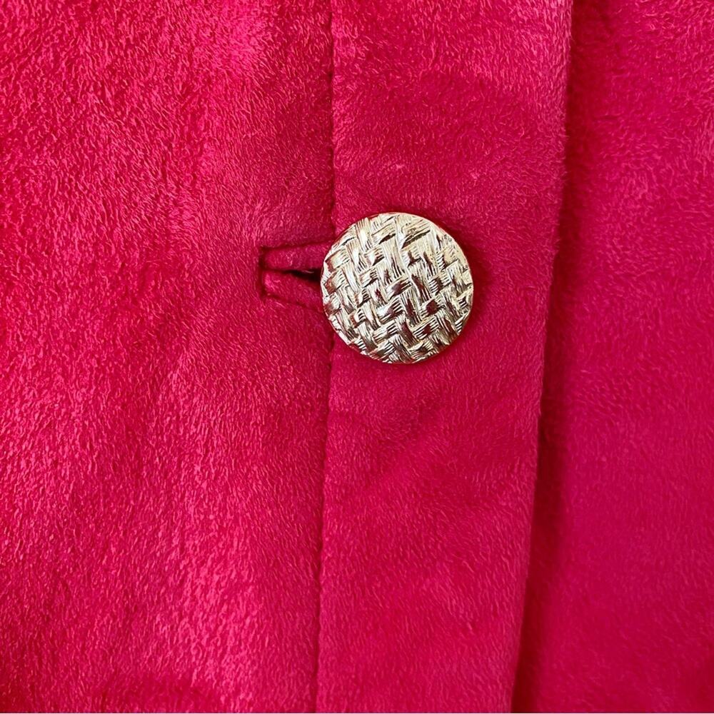 Carlisle | Vintage 100% Suede Button Front Blazer Jacket Classic Dressy Red 10 - Picture 4 of 6